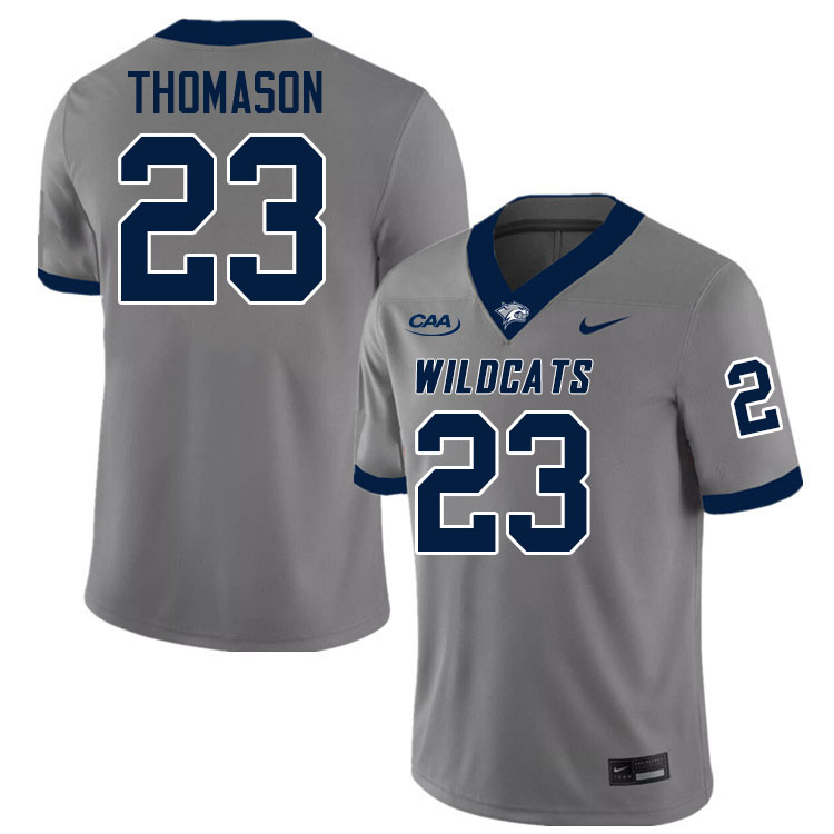 New Hampshire Wildcats #23 Myles Thomason College Football Jerseys,Uniforms-Grey